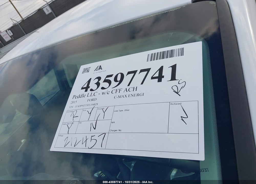 2015 FORD C-MAX VIN: 1FADP5CU5FL104828