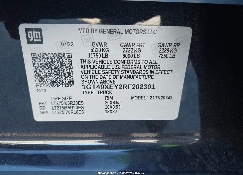 2024 GMC SIERRA 2500HD 4WD  STANDARD BED DENALI ULTIMATE VIN: 1GT49XEY2RF202301