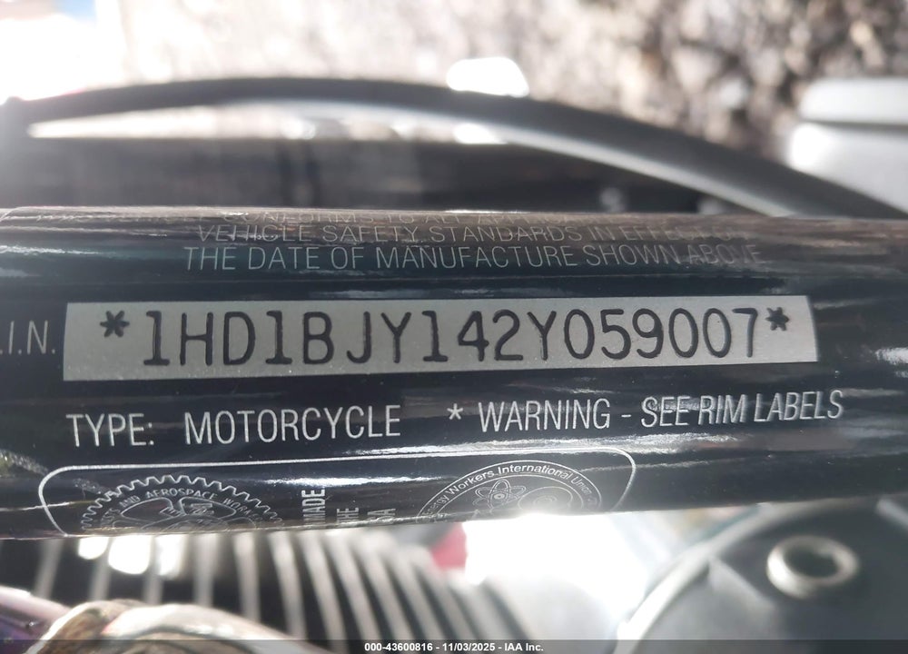 2002 HARLEY-DAVIDSON FLSTC VIN: 1HD1BJY142Y059007