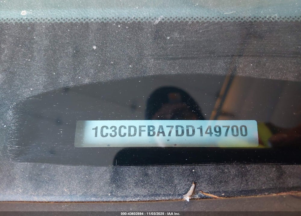 2013 DODGE DART VIN: 1C3CDFBA7DD149700