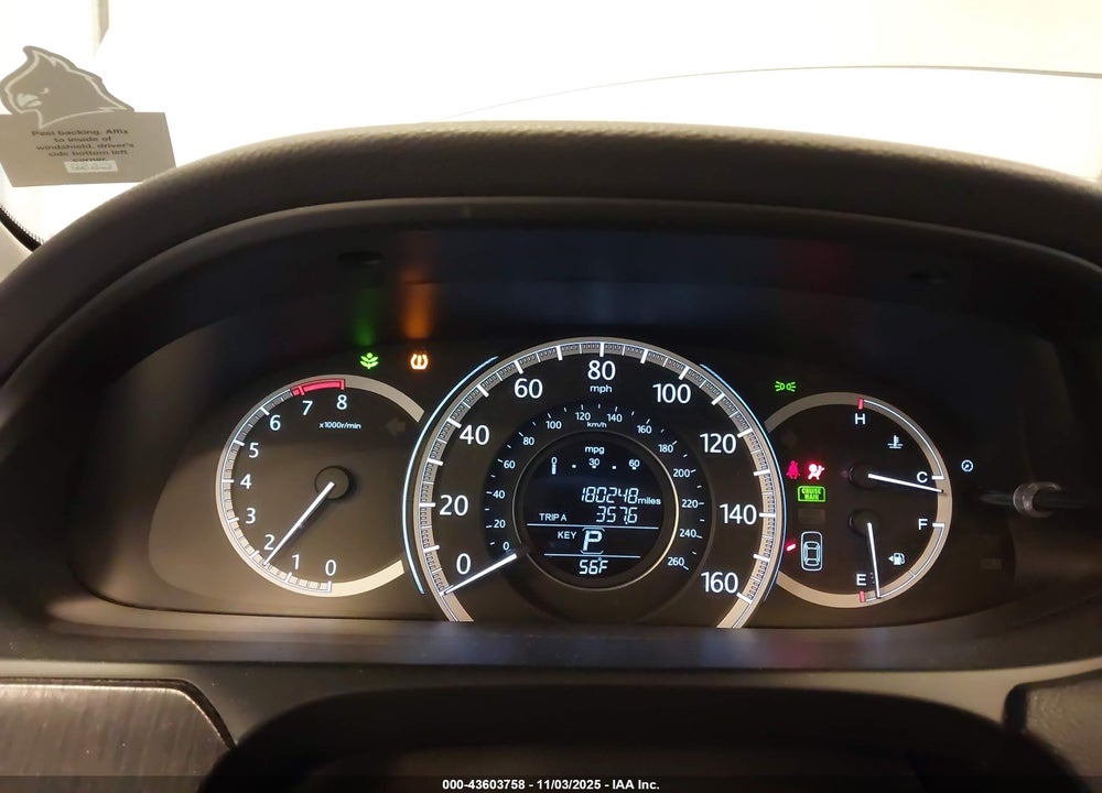 2013 HONDA ACCORD VIN: 1HGCR2F74DA086580