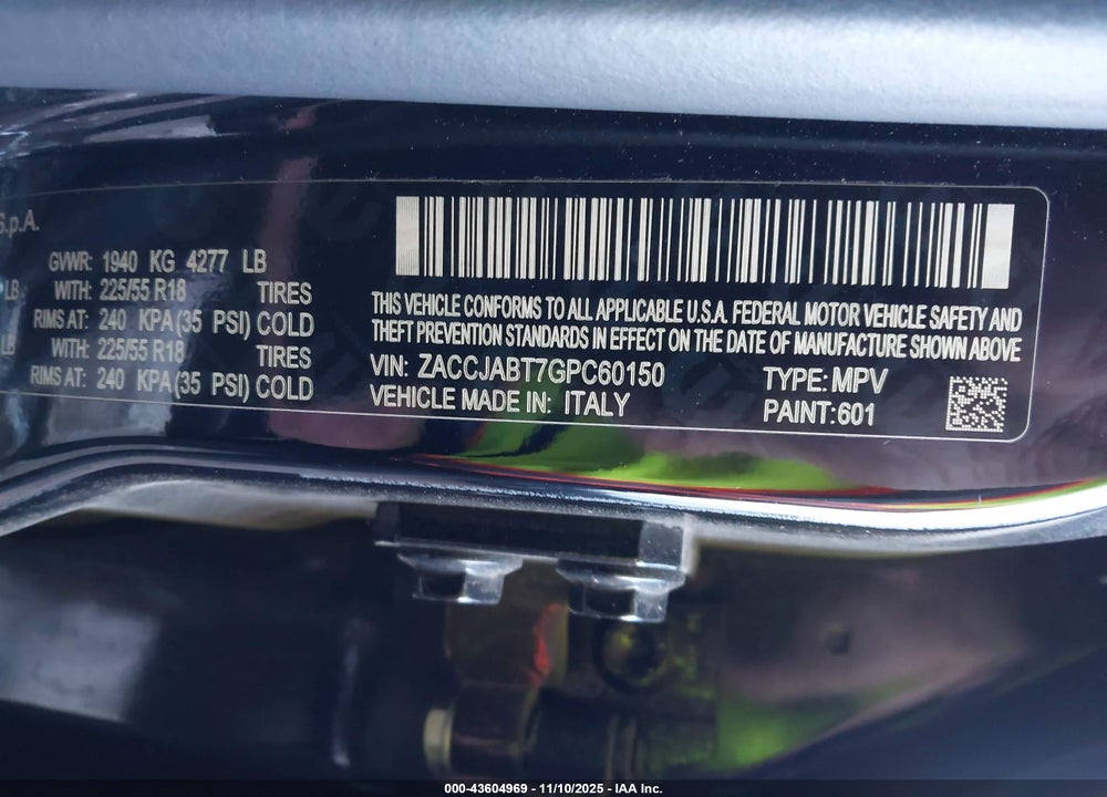 2016 JEEP RENEGADE 75TH ANNIVERSARY VIN: ZACCJABT7GPC60150