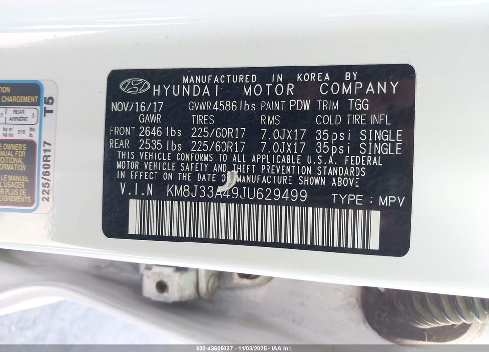 2018 HYUNDAI TUCSON SEL VIN: KM8J33A49JU629499