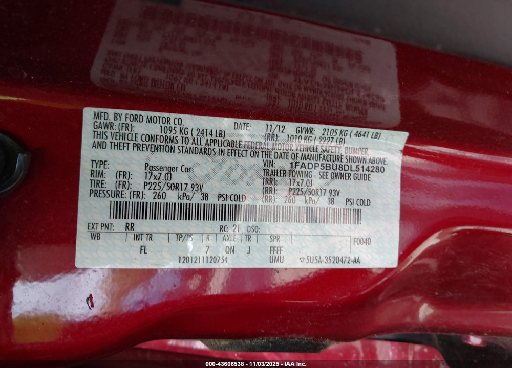 2013 FORD C-MAX HYBRID SEL VIN: 1FADP5BU8DL514280