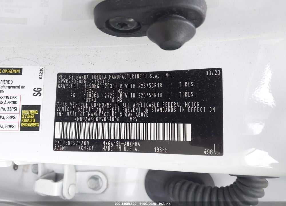 2023 TOYOTA COROLLA CROSS XLE VIN: 7MUDAABG0PV054006