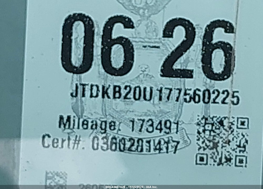 2007 TOYOTA PRIUS VIN: JTDKB20U177560225