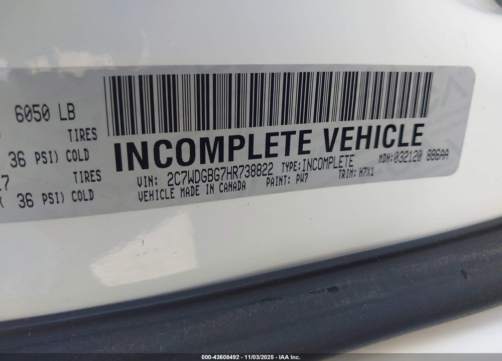 2017 DODGE GRAND CARAVAN SE VIN: 2C7WDGBG7HR738822
