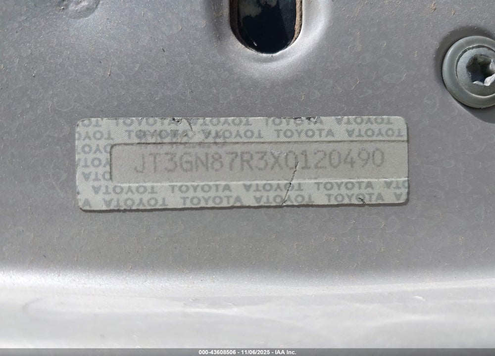 1999 TOYOTA 4RUNNER LIMITED V6 VIN: JT3GN87R3X0120490