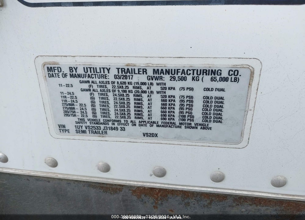 2018 UTILITY TRAILER MFG UTILITY TRAILER MFG VIN: 1UYVS2533J3184933
