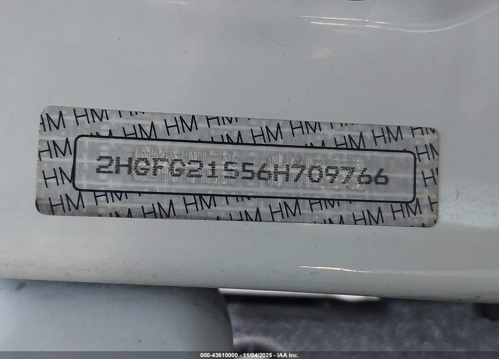 2006 HONDA CIVIC VIN: 2HGFG21556H709766