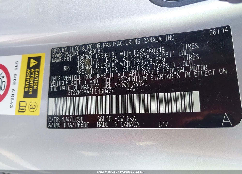 2015 LEXUS RX 350 VIN: 2T2ZK1BA6FC160424