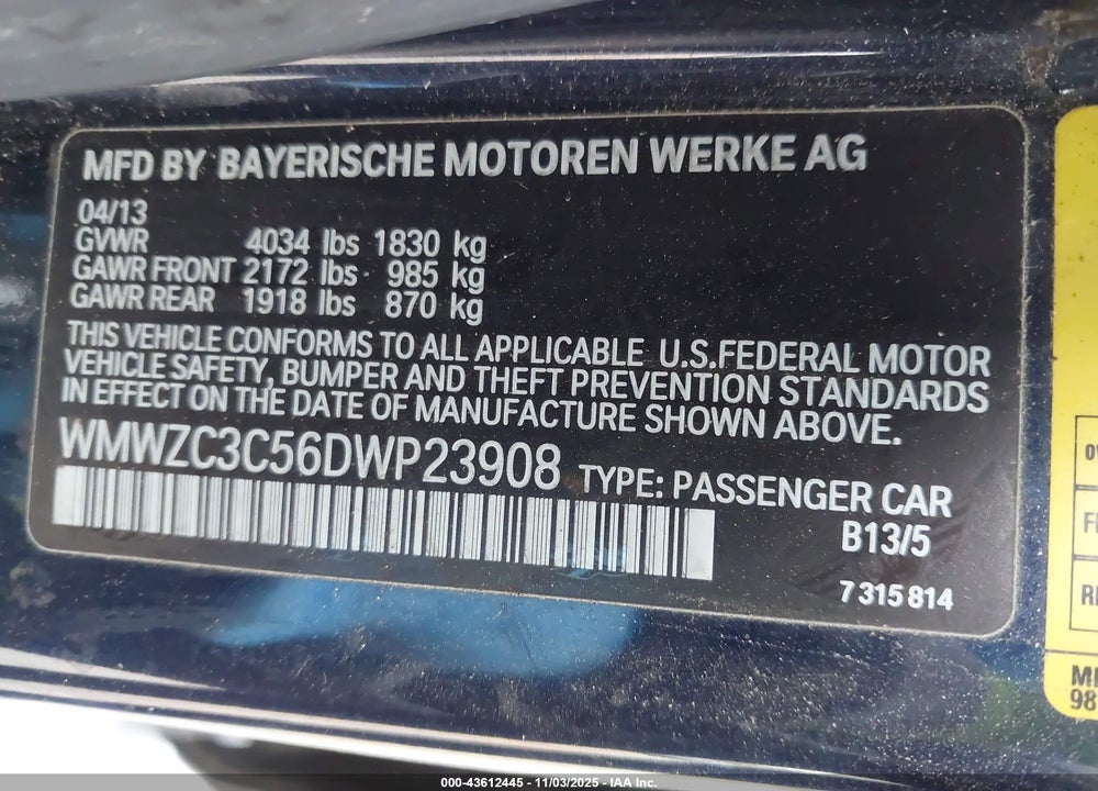 2013 MINI COUNTRYMAN COOPER S VIN: WMWZC3C56DWP23908