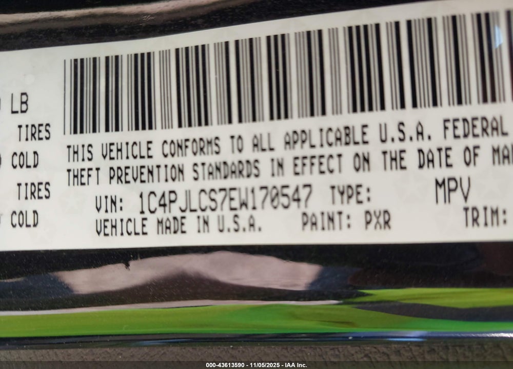2014 JEEP CHEROKEE VIN: 1C4PJLCS7EW170547