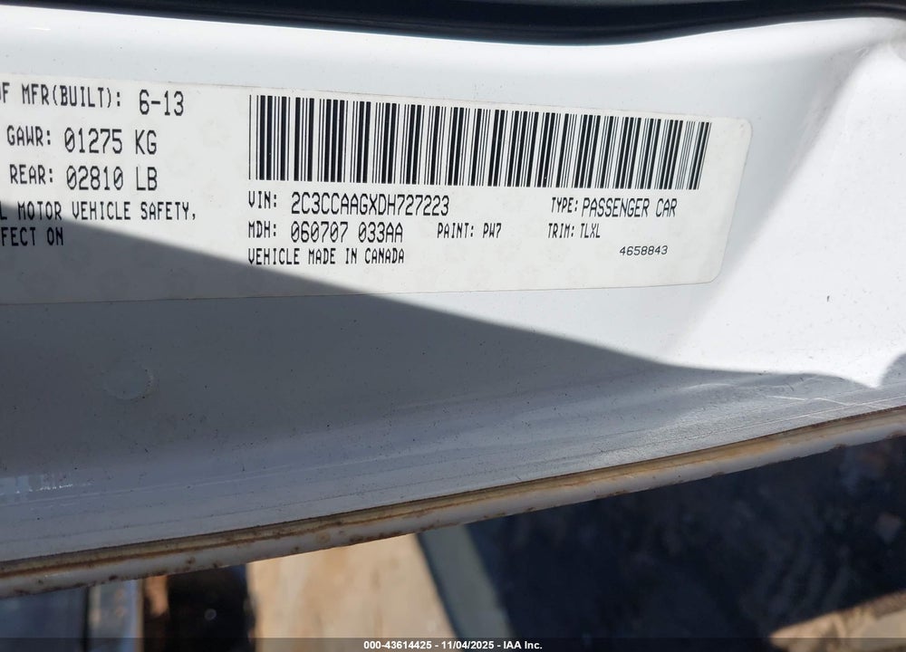 2013 CHRYSLER 300 VIN: 2C3CCAAGXDH727223