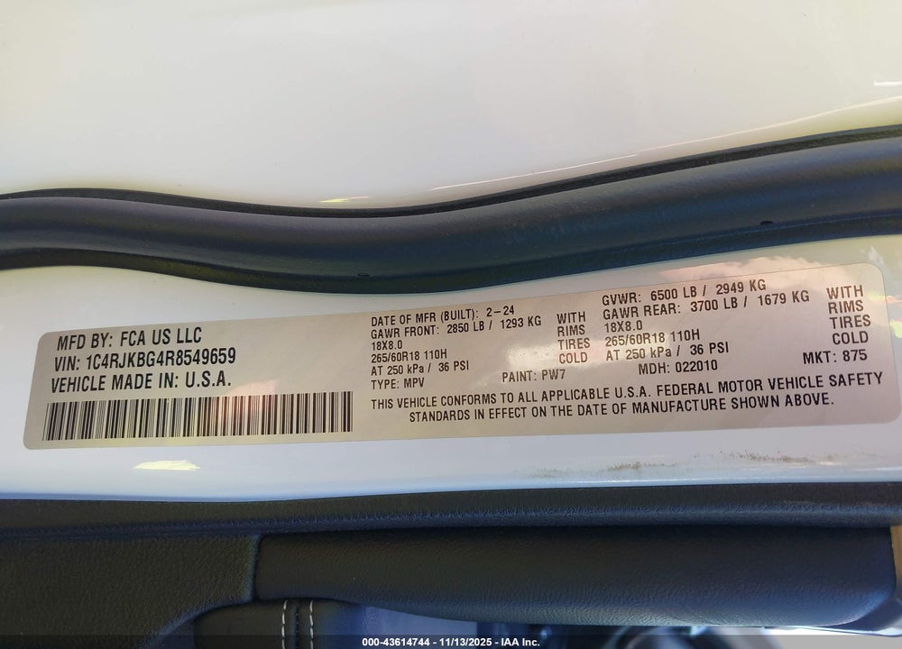 2024 JEEP GRAND CHEROKEE L VIN: 1C4RJKBG4R8549659