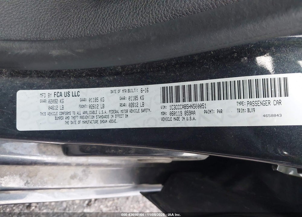 2017 CHRYSLER 200 LIMITED PLATINUM VIN: 1C3CCCAB5HN500051