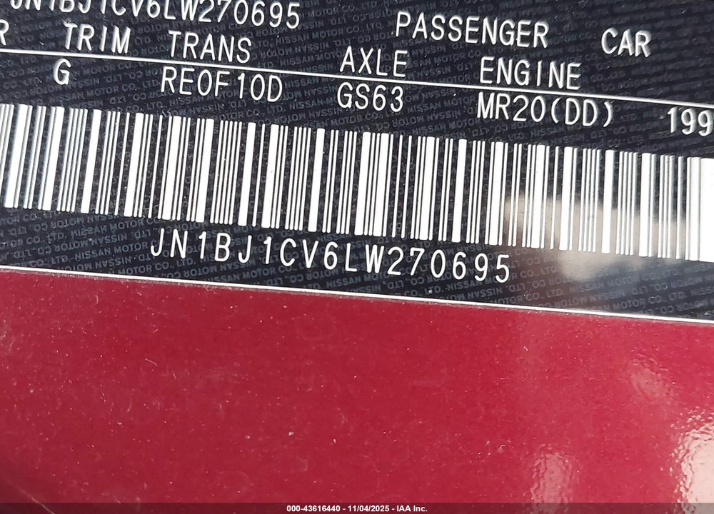 2020 NISSAN ROGUE SPORT VIN: JN1BJ1CV6LW270695
