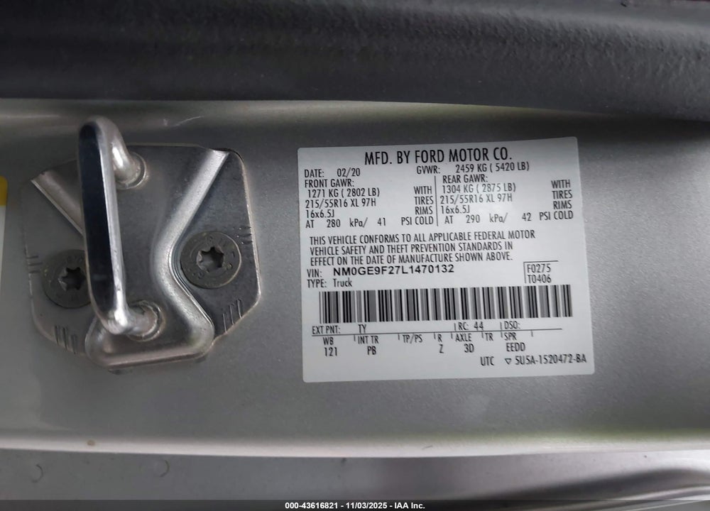 2020 FORD TRANSIT CONNECT XLT PASSENGER VIN: NM0GE9F27L1470132