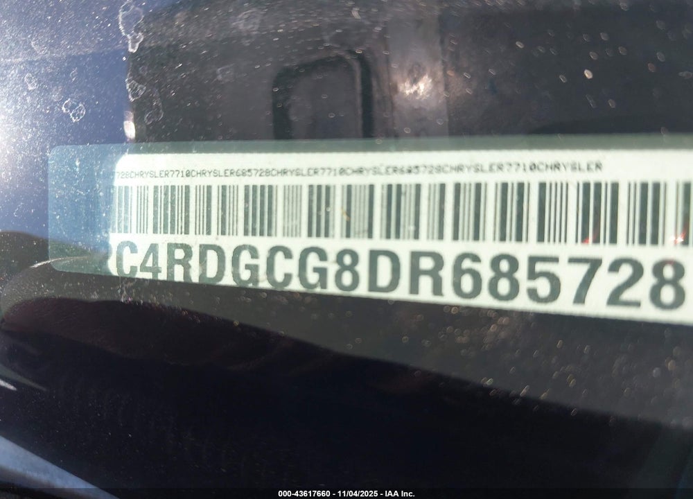 2013 DODGE GRAND CARAVAN SXT VIN: 2C4RDGCG8DR685728