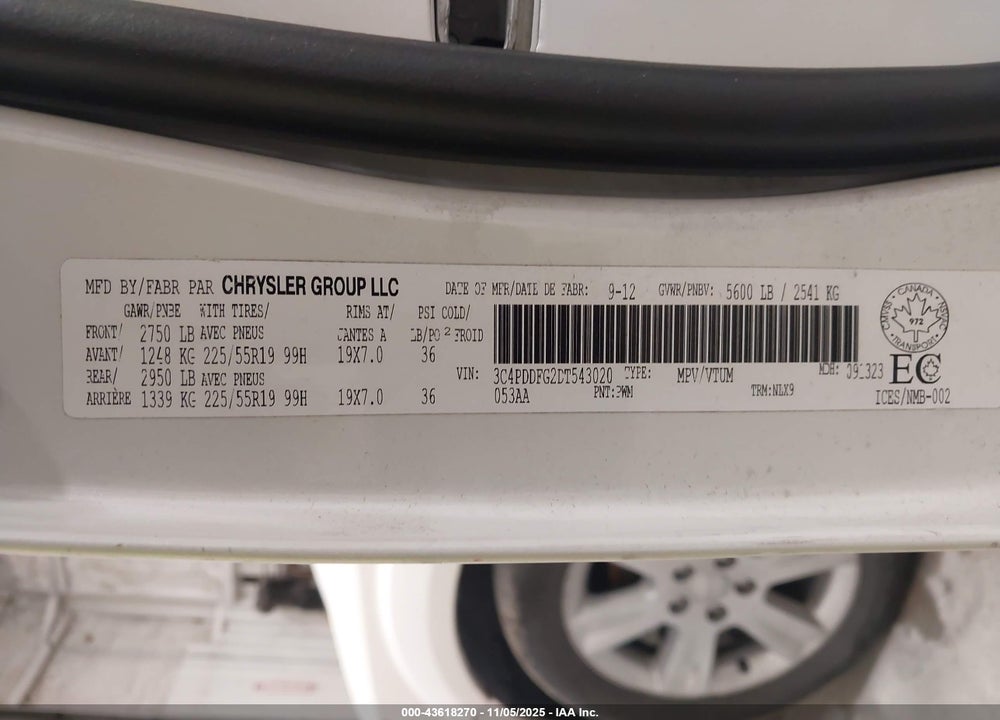 2013 DODGE JOURNEY R/T VIN: 3C4PDDFG2DT543020