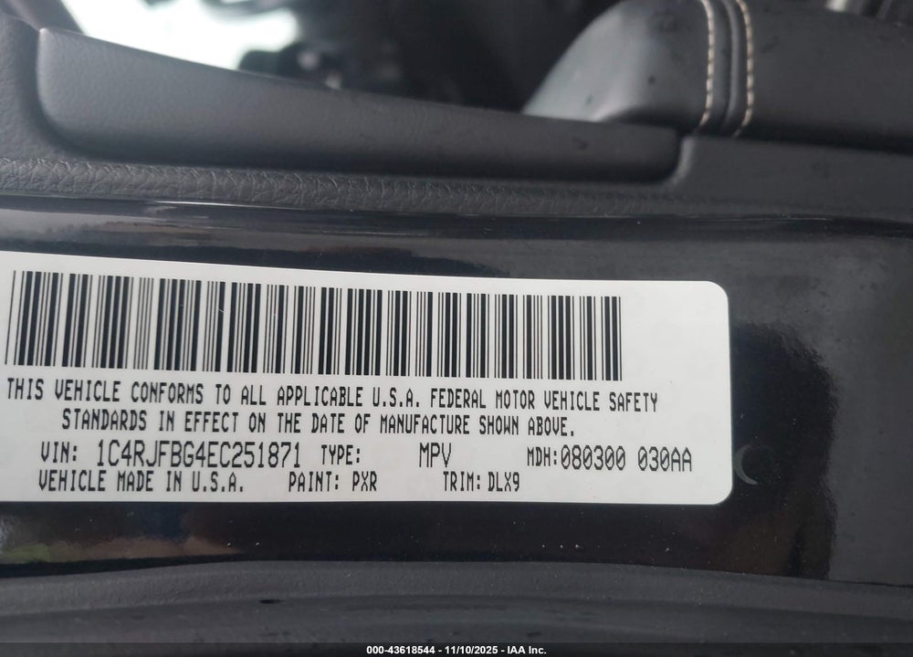 2014 JEEP GRAND CHEROKEE VIN: 1C4RJFBG4EC251871