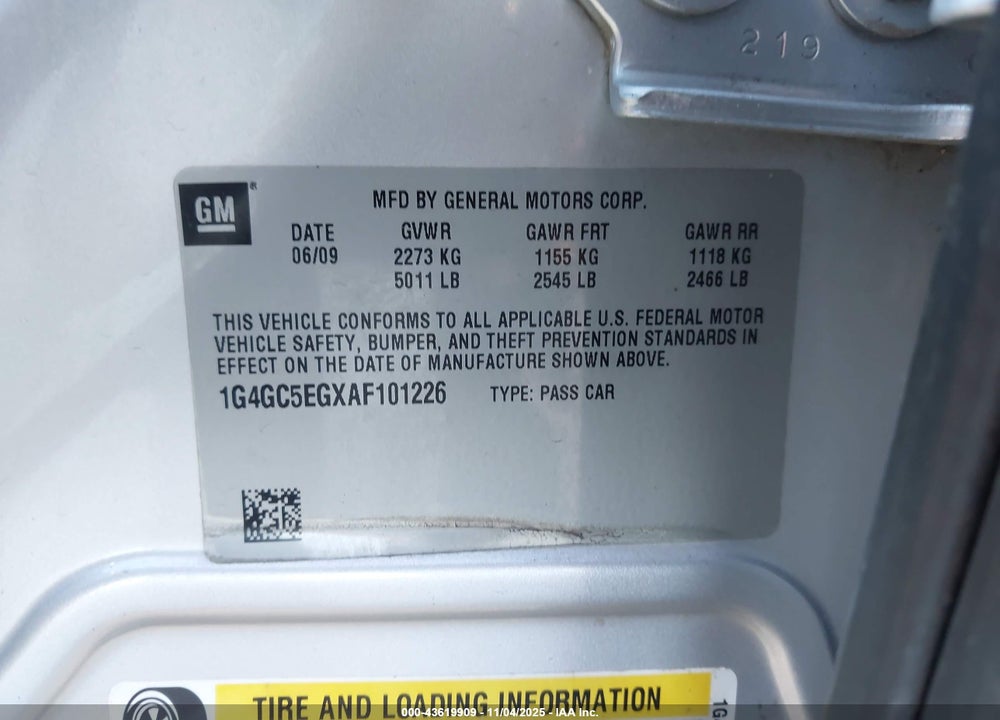 2010 BUICK LACROSSE CXL VIN: 1G4GC5EGXAF101226