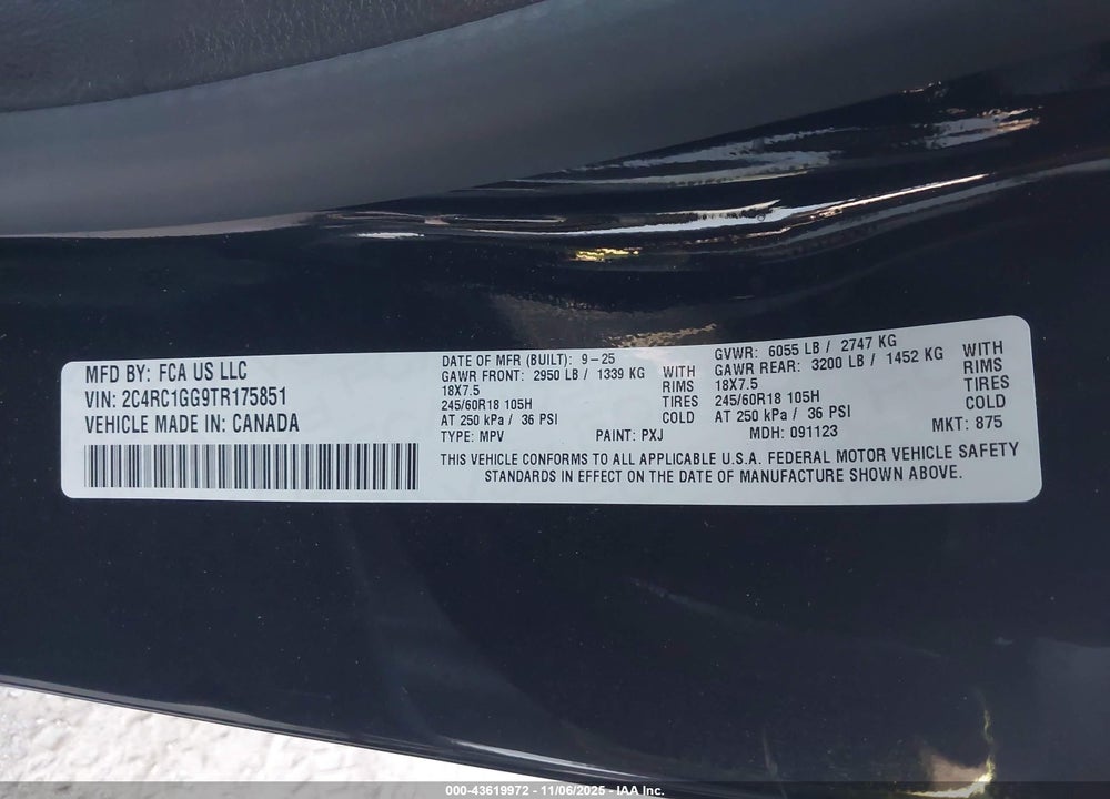 2026 CHRYSLER PACIFICA LIMITED VIN: 2C4RC1GG9TR175851