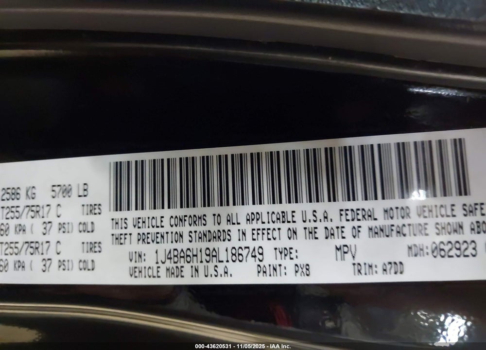 2010 JEEP WRANGLER UNLIMITED RUBICON VIN: 1J4BA6H19AL186749