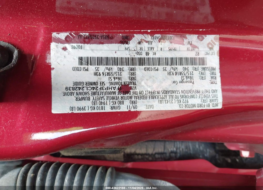 2012 FORD FOCUS SE VIN: 1FAHP3F24CL242839