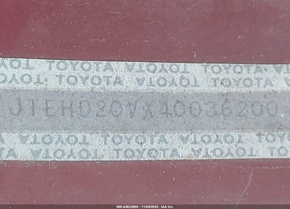 2004 TOYOTA RAV4 VIN: JTEHD20VX40036200