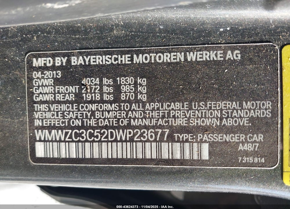 2013 MINI COUNTRYMAN COOPER S VIN: WMWZC3C52DWP23677