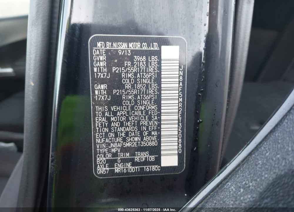 2014 NISSAN JUKE S VIN: JN8AF5MR2ET350880