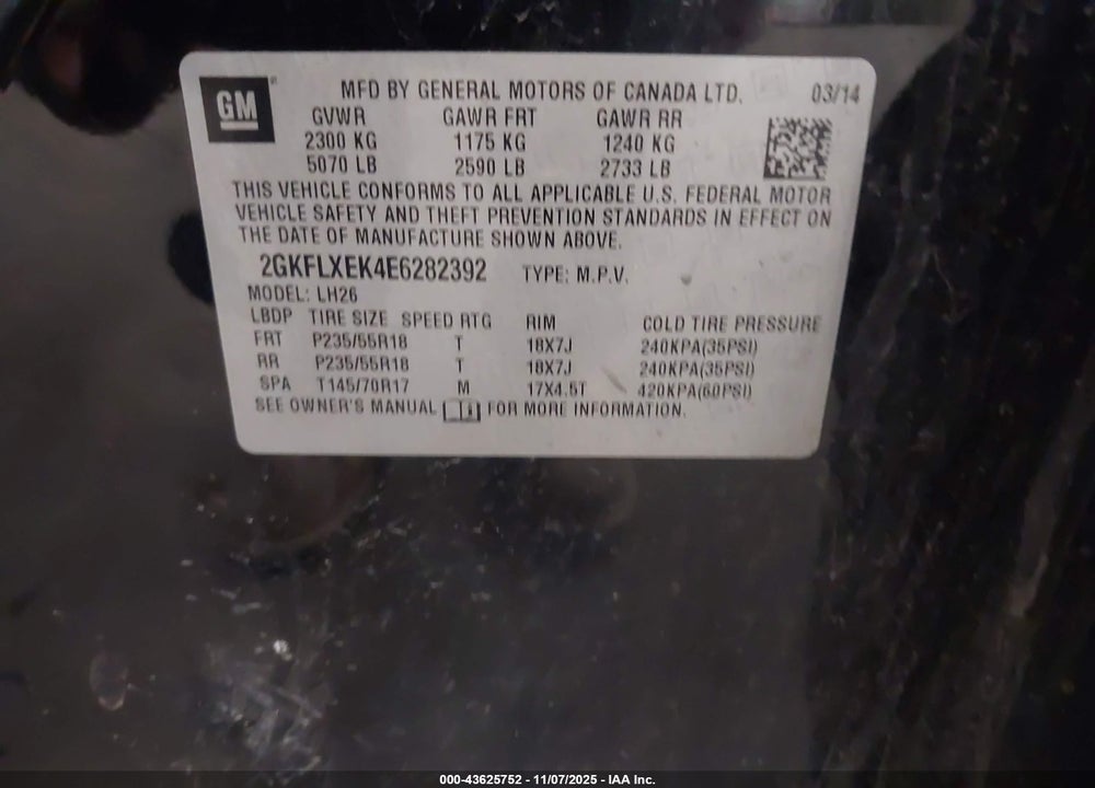 2014 GMC TERRAIN SLT-1 VIN: 2GKFLXEK4E6282392
