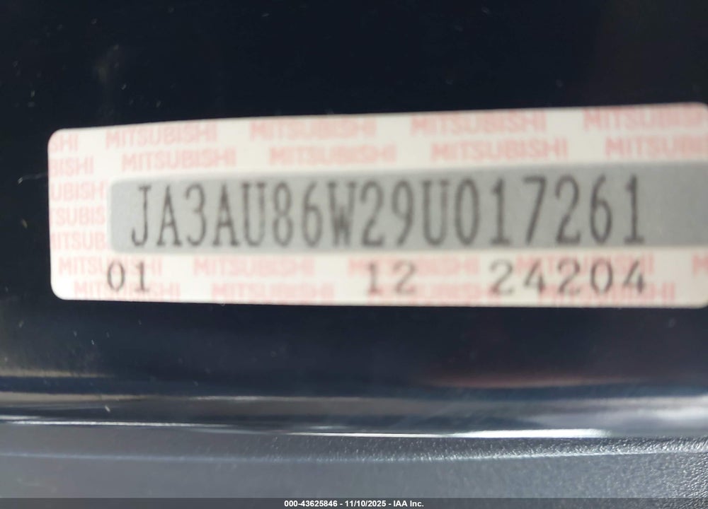 2009 MITSUBISHI LANCER VIN: JA3AU86W29U017261