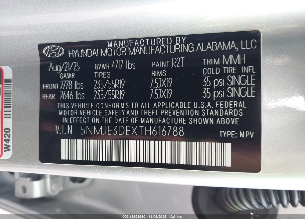 2026 HYUNDAI TUCSON LIMITED VIN: 5NMJE3DEXTH616788