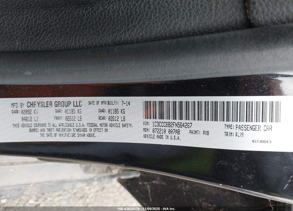 2015 CHRYSLER 200 S VIN: 1C3CCCBB2FN564267