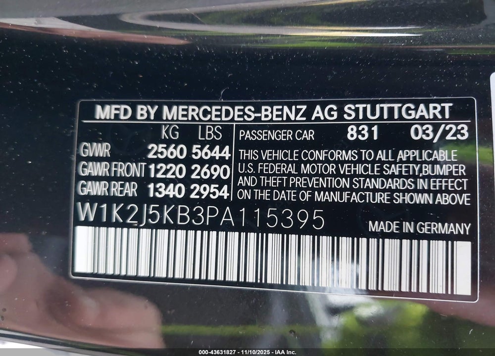 2023 MERCEDES-BENZ CLS 450 COUPE VIN: W1K2J5KB3PA115395