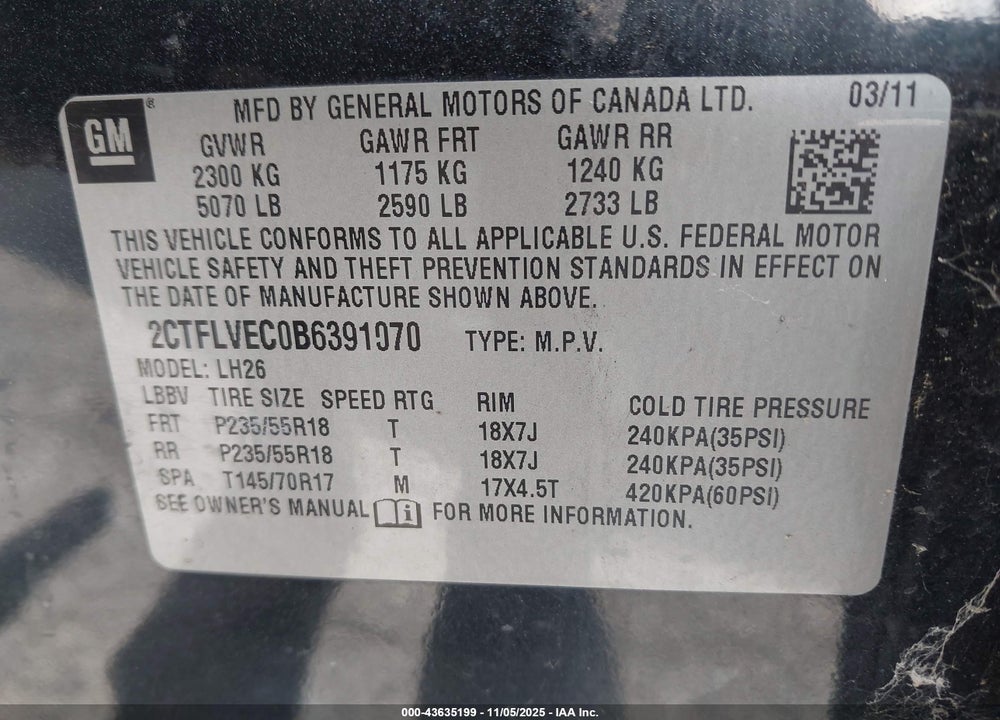 2011 GMC TERRAIN SLT-1 VIN: 2CTFLVEC0B6391070
