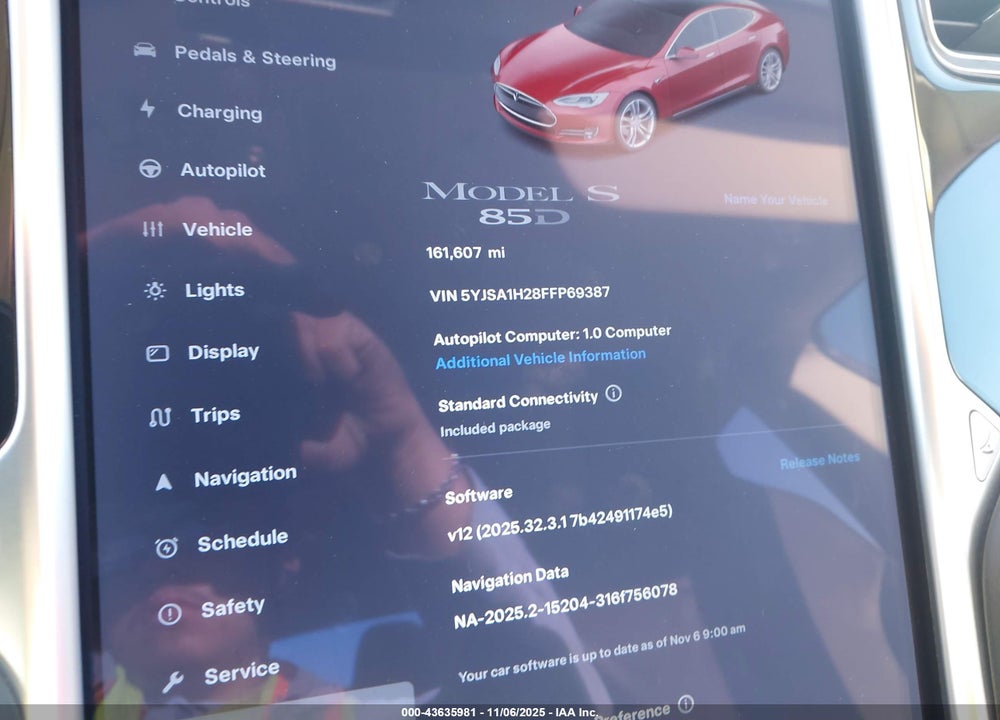 2015 TESLA MODEL S 70D/85D/P85D VIN: 5YJSA1H28FFP69387