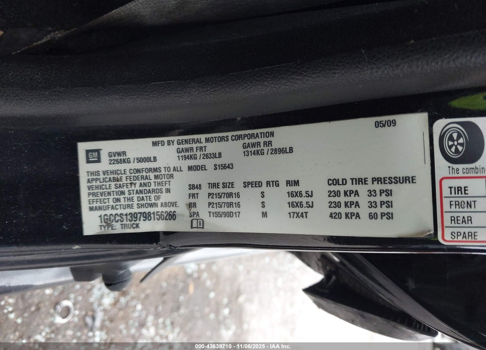 2009 CHEVROLET COLORADO LT VIN: 1GCCS139798156266