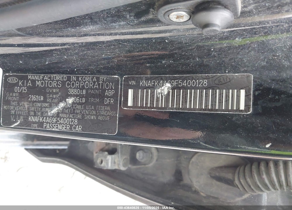 2015 KIA FORTE VIN: KNAFK4A69F5400128