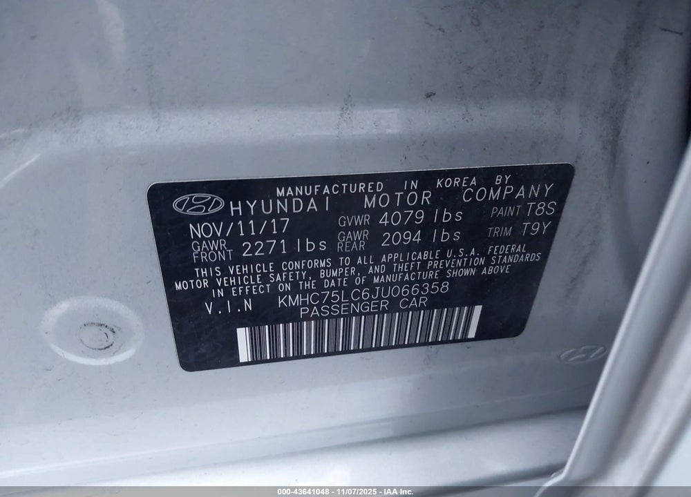 2018 HYUNDAI IONIQ HYBRID SEL VIN: KMHC75LC6JU066358
