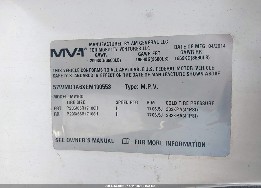 2014 UNDEFINED --- VIN: 57WMD1A6XEM100553