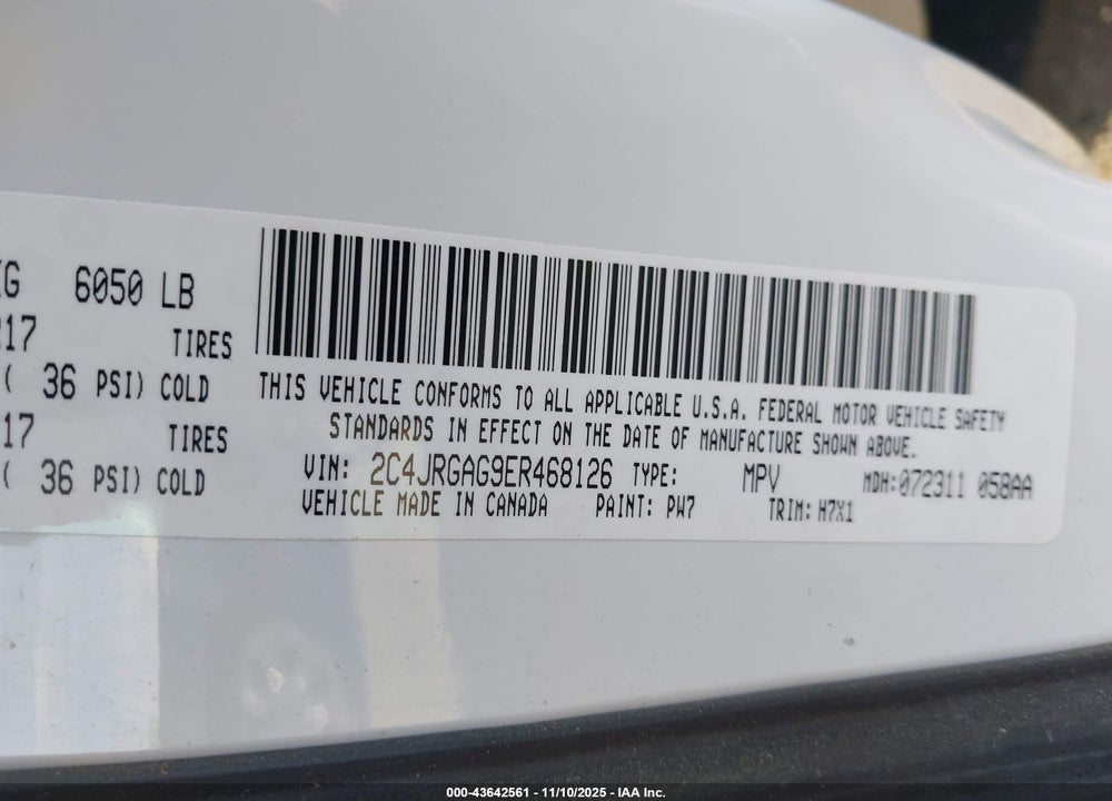 2014 RAM CARGO TRADESMAN VIN: 2C4JRGAG9ER468126