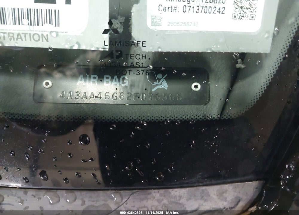 2002 MITSUBISHI GALANT ES/LS VIN: 4A3AA46G62E073566
