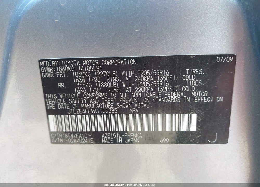 2010 SCION XB VIN: JTLZE4FE9A1102383