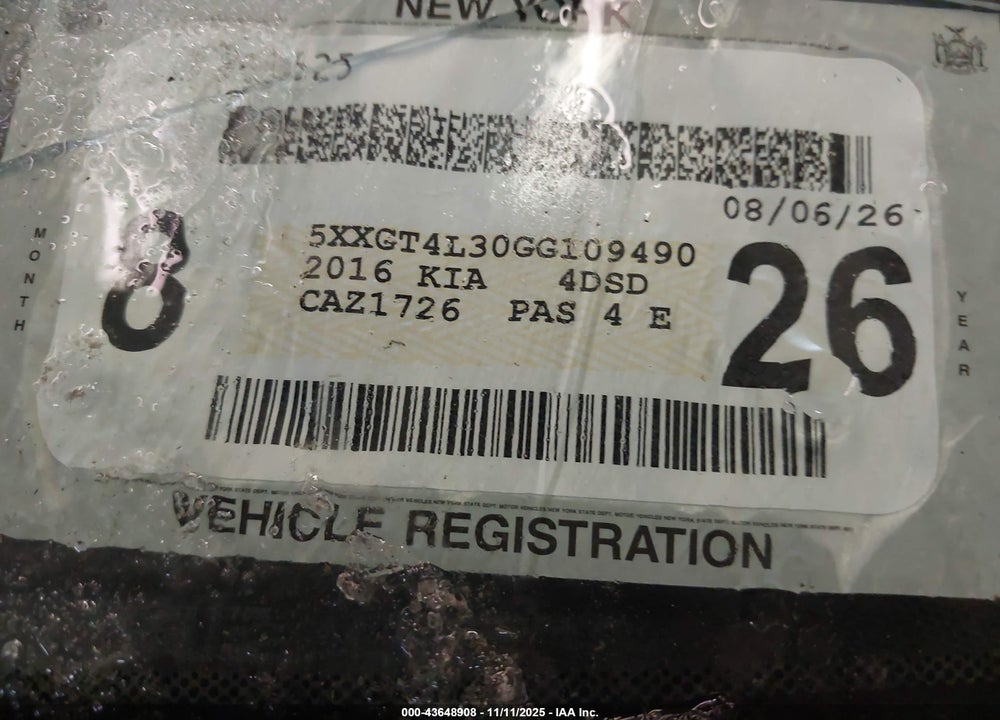 2016 KIA OPTIMA LX VIN: 5XXGT4L30GG109490