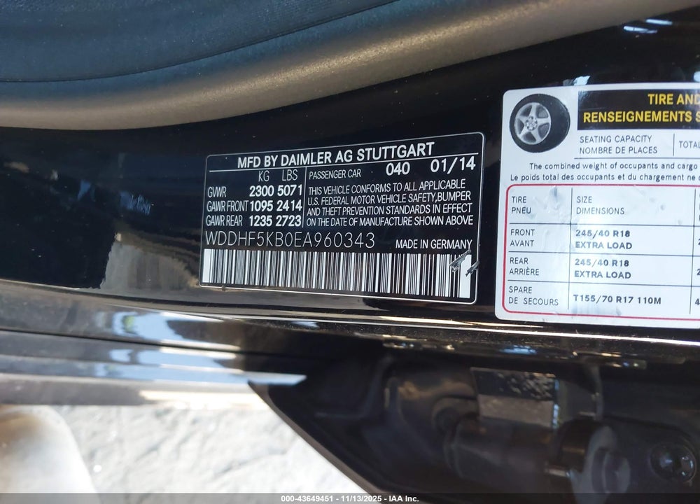 2014 MERCEDES-BENZ E 350 VIN: WDDHF5KB0EA960343