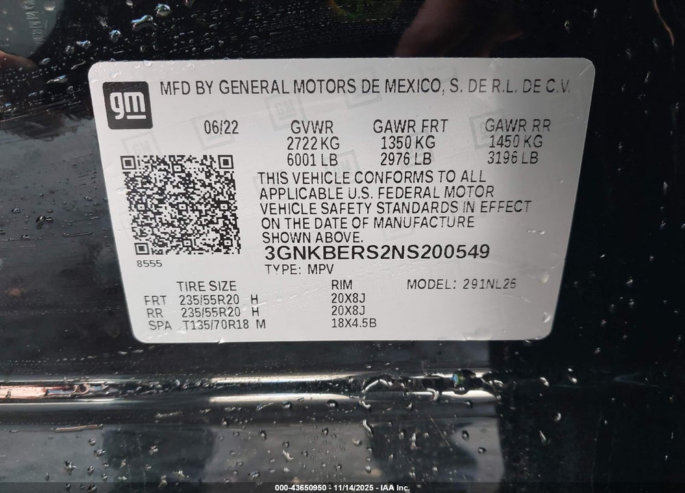 2022 CHEVROLET BLAZER FWD RS VIN: 3GNKBERS2NS200549