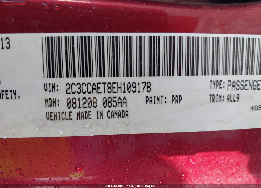 2014 CHRYSLER 300C VIN: 2C3CCAET8EH109178